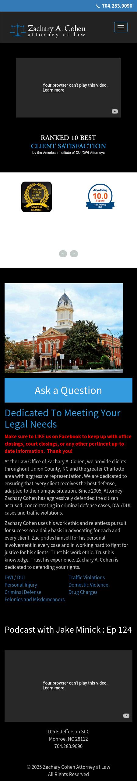Zachary A. Cohen Attorney at Law - Monroe NC Lawyers